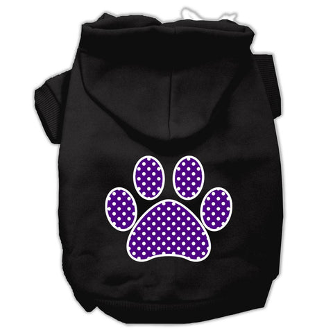 Purple Swiss Dot Paw Screen Print Pet Hoodies Black Size Lg (14)