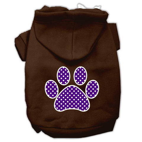 Purple Swiss Dot Paw Screen Print Pet Hoodies Brown Size Lg (14)