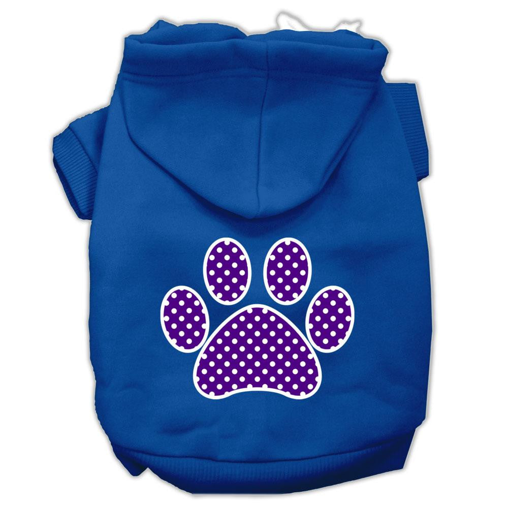 Purple Swiss Dot Paw Screen Print Pet Hoodies Blue Size XS (8)