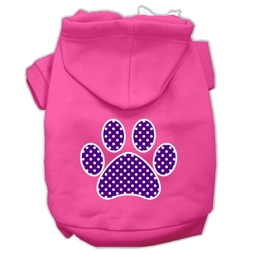 Purple Swiss Dot Paw Screen Print Pet Hoodies Bright Pink Size XXL (18)