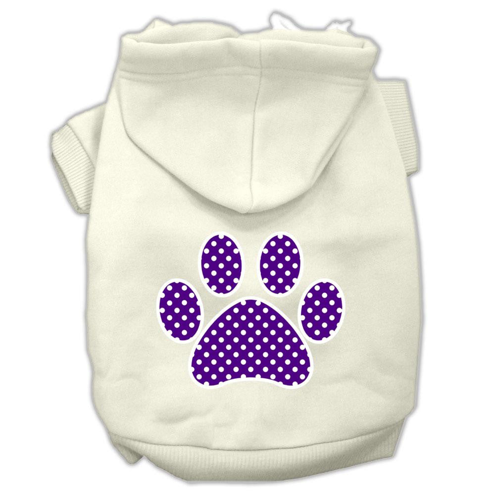 Purple Swiss Dot Paw Screen Print Pet Hoodies Cream Size XXXL(20)