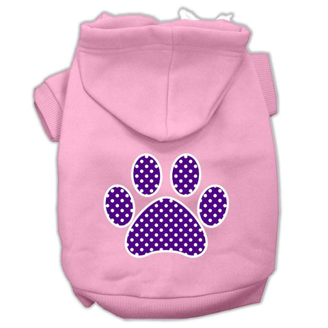 Purple Swiss Dot Paw Screen Print Pet Hoodies Light Pink Size XXXL (20)