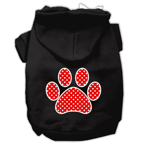 Red Swiss Dot Paw Screen Print Pet Hoodies Black Size Med (12)