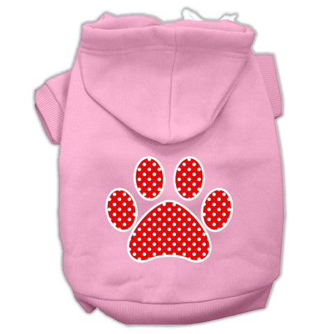 Red Swiss Dot Paw Screen Print Pet Hoodies Light Pink Size XL (16)