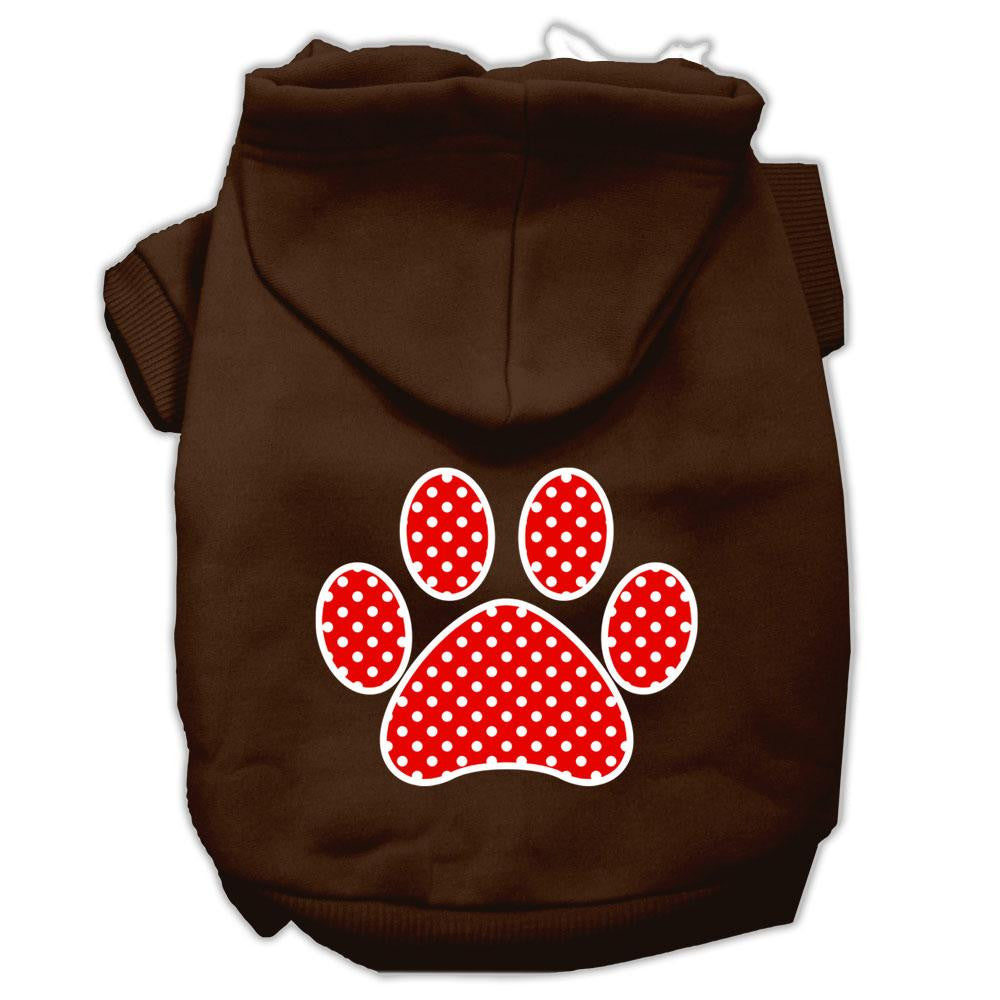 Red Swiss Dot Paw Screen Print Pet Hoodies Brown Size XXL (18)