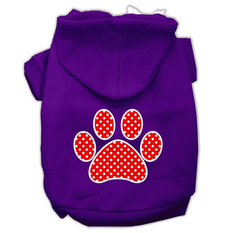 Red Swiss Dot Paw Screen Print Pet Hoodies Purple Size XXL (18)