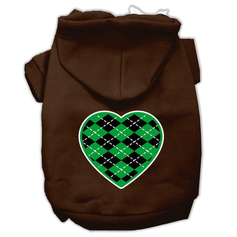 Argyle Heart Green Screen Print Pet Hoodies Brown Size Med (12)