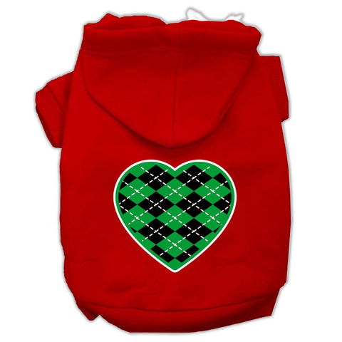 Argyle Heart Green Screen Print Pet Hoodies Red Size Med (12)