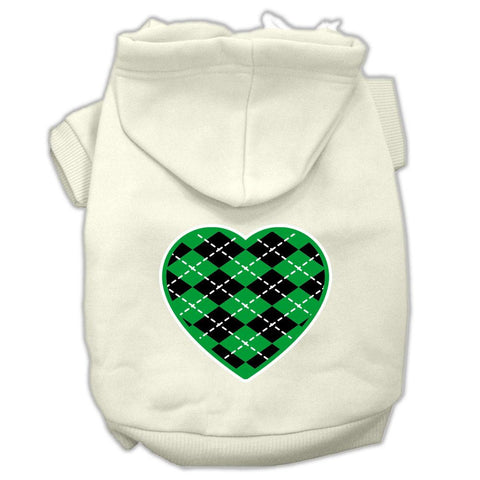 Argyle Heart Green Screen Print Pet Hoodies Cream Size XL (16)