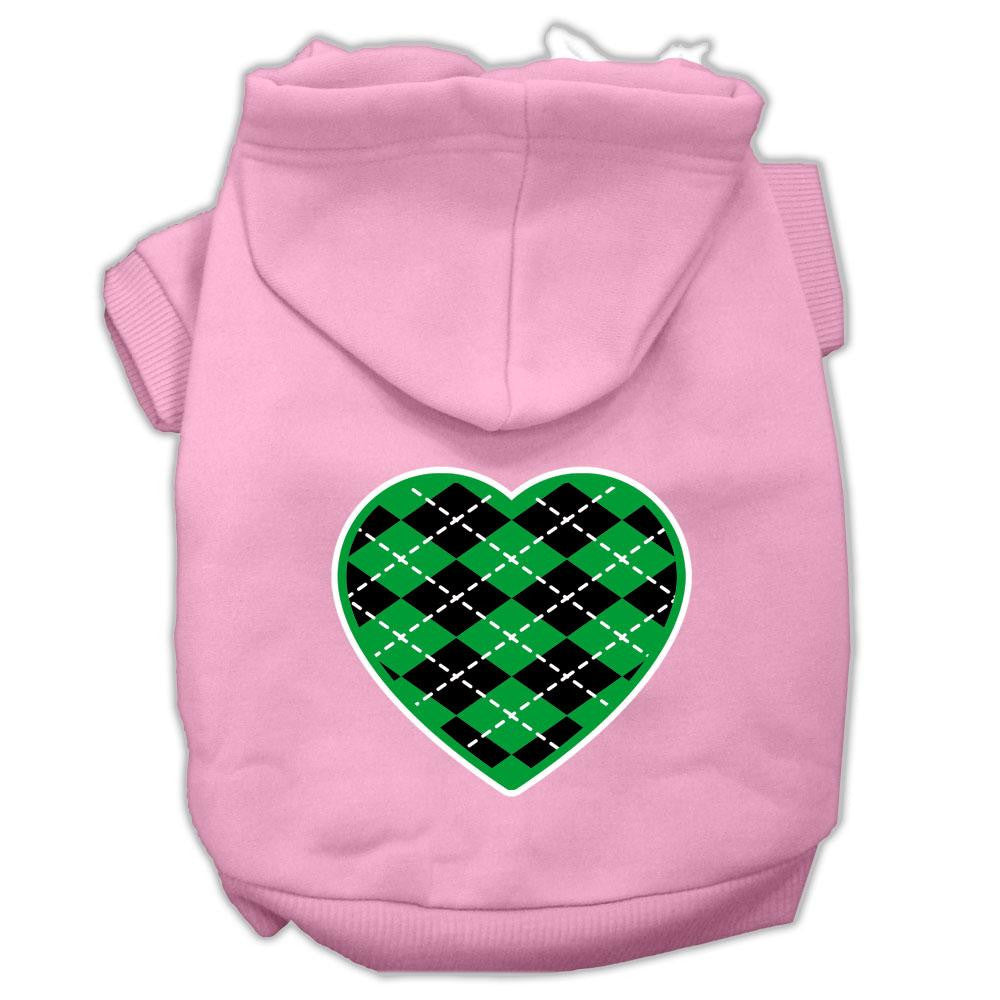 Argyle Heart Green Screen Print Pet Hoodies Light Pink Size XL (16)