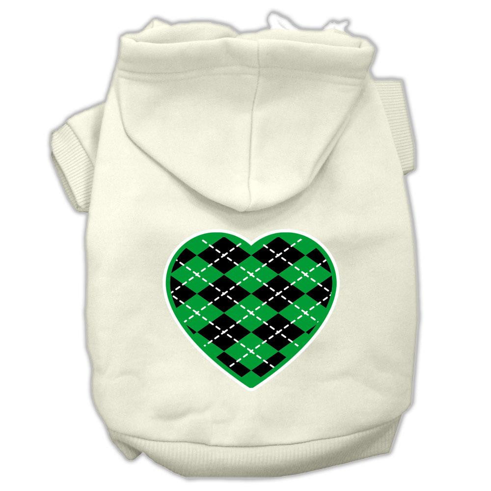 Argyle Heart Green Screen Print Pet Hoodies Cream Size XXL (18)