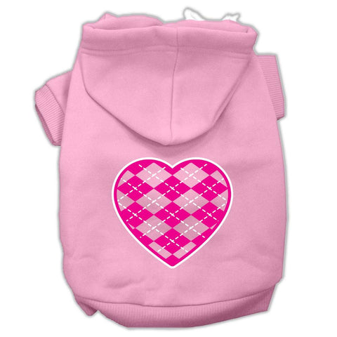 Argyle Heart Pink Screen Print Pet Hoodies Light Pink Size XL (16)