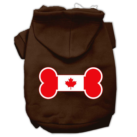 Bone Shaped Canadian Flag Screen Print Pet Hoodies Brown Size Sm (10)