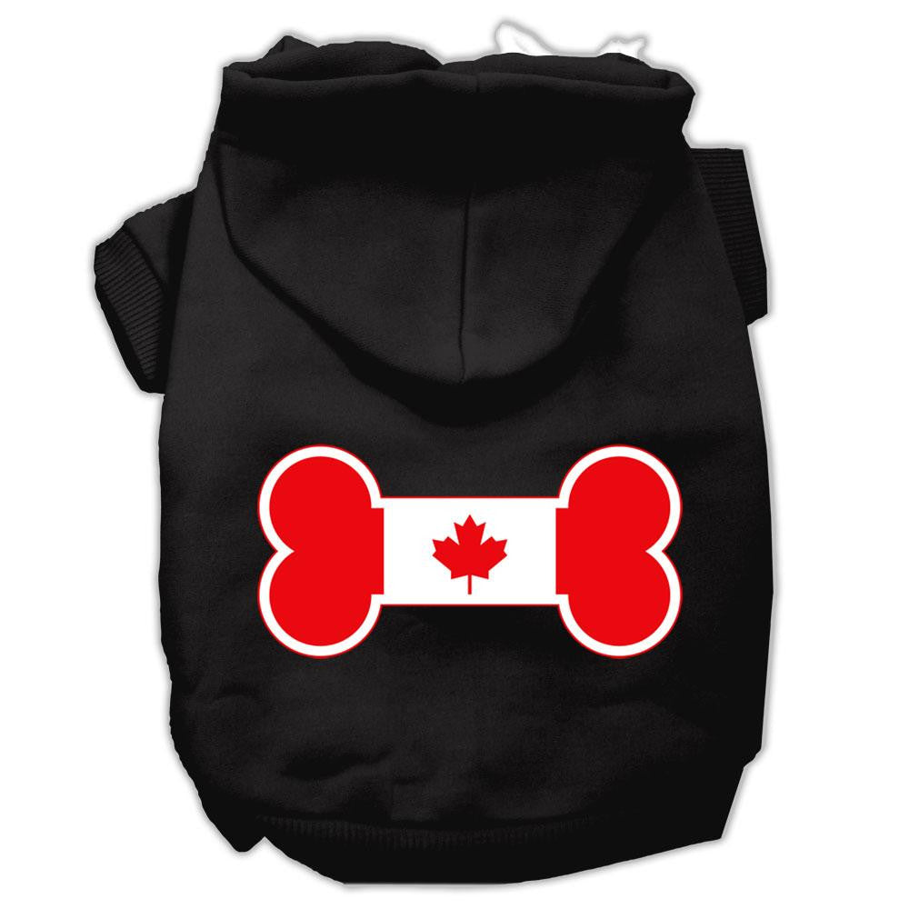 Bone Shaped Canadian Flag Screen Print Pet Hoodies Black XS (8)