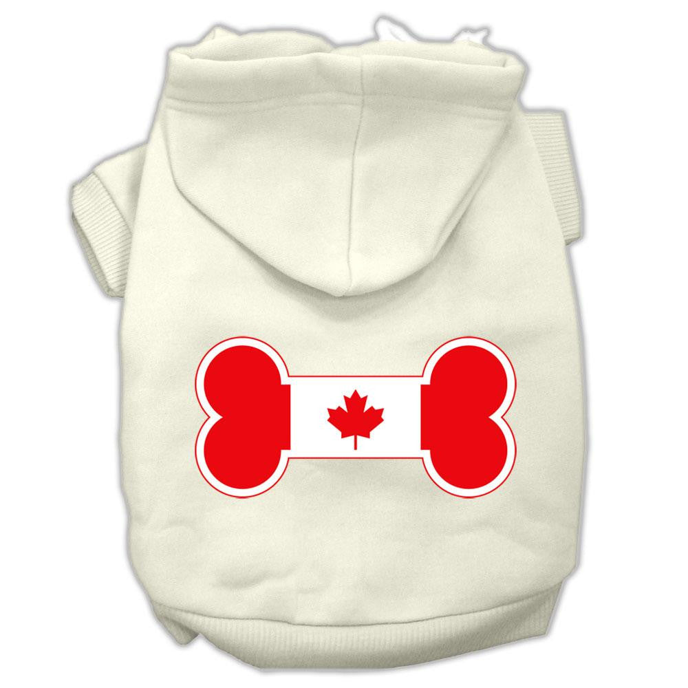 Bone Shaped Canadian Flag Screen Print Pet Hoodies Cream XS (8)