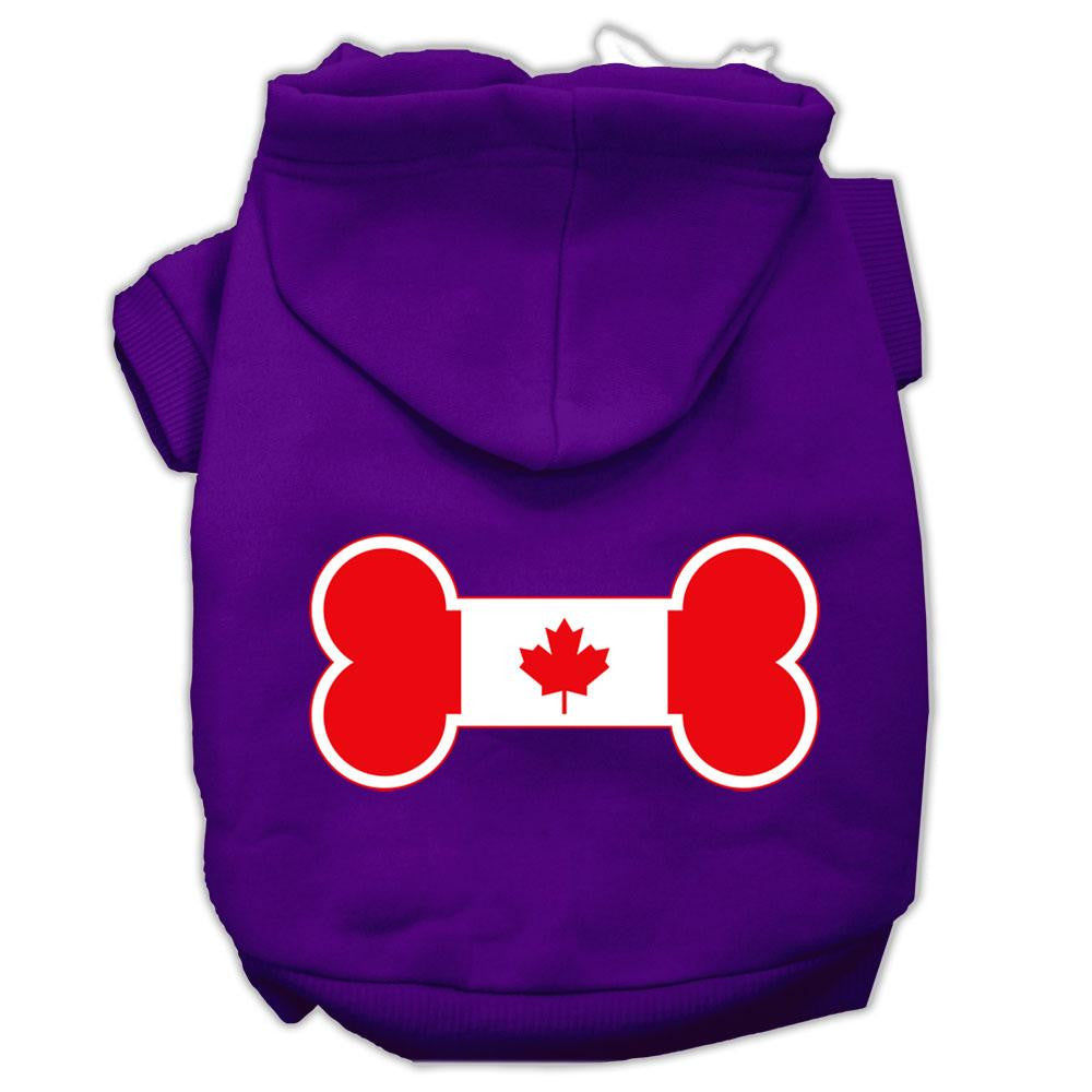 Bone Shaped Canadian Flag Screen Print Pet Hoodies Purple XS (8)