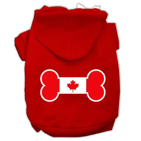 Bone Shaped Canadian Flag Screen Print Pet Hoodies Red XS (8)