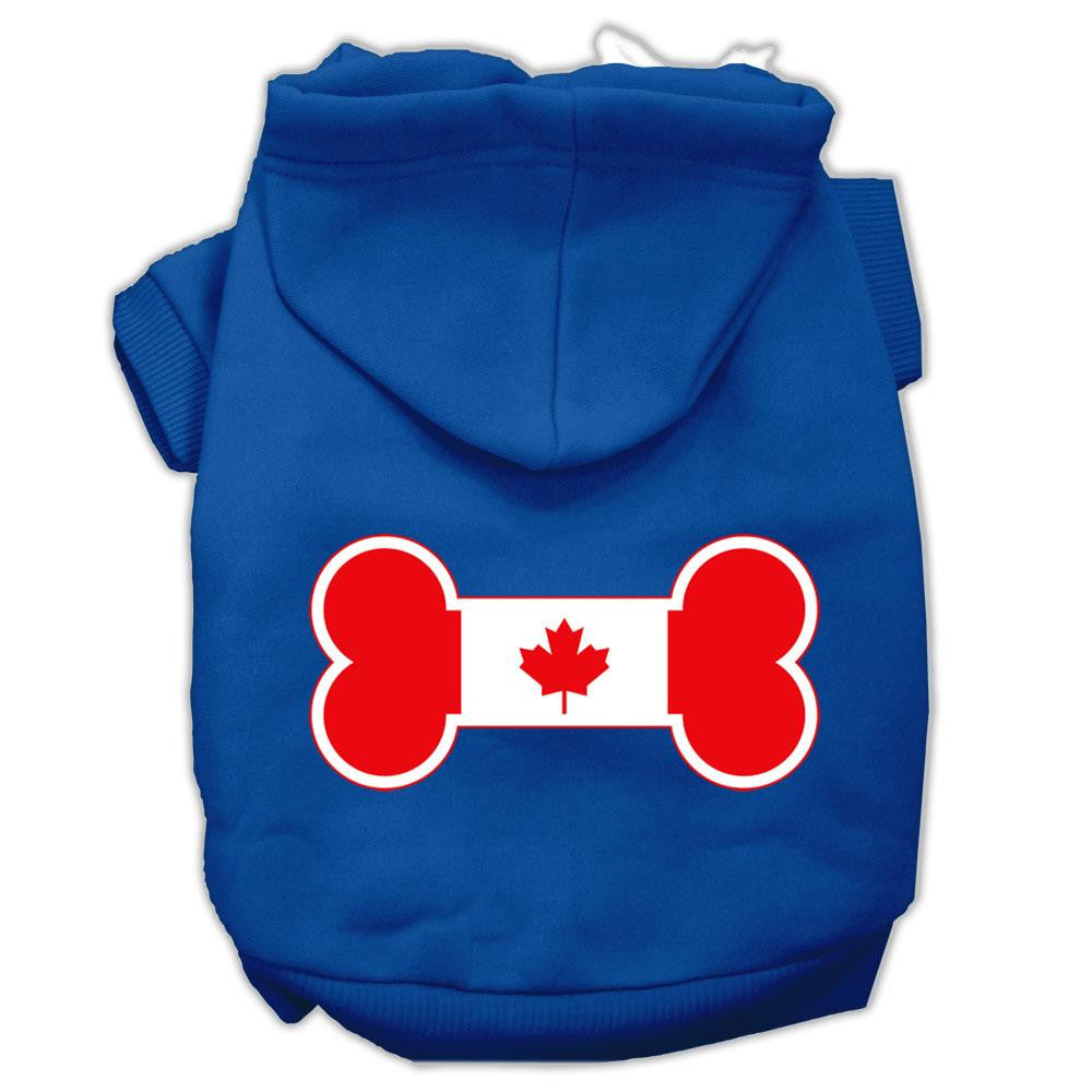 Bone Shaped Canadian Flag Screen Print Pet Hoodies Blue XXL (18)