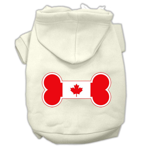 Bone Shaped Canadian Flag Screen Print Pet Hoodies Cream XXL (18)