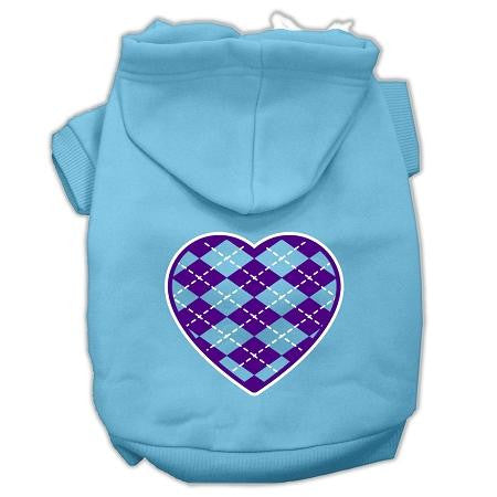 Argyle Heart Purple Screen Print Pet Hoodies Baby Blue Size XL (16)