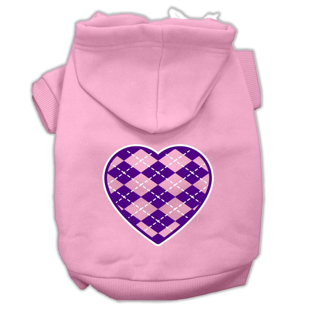 Argyle Heart Purple Screen Print Pet Hoodies Light Pink Size XXXL (20)