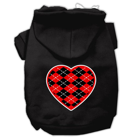 Argyle Heart Red Screen Print Pet Hoodies Black Size Med (12)