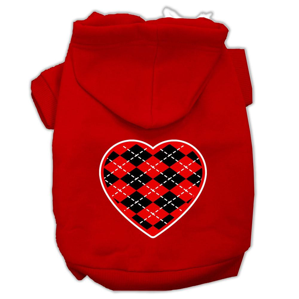 Argyle Heart Red Screen Print Pet Hoodies Red Size XL (16)