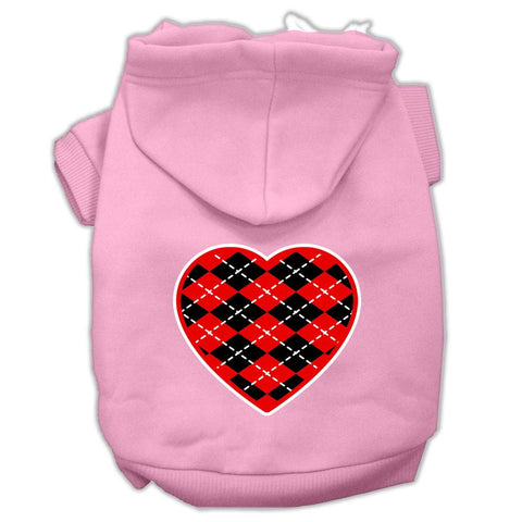 Argyle Heart Red Screen Print Pet Hoodies Light Pink Size XXL (18)