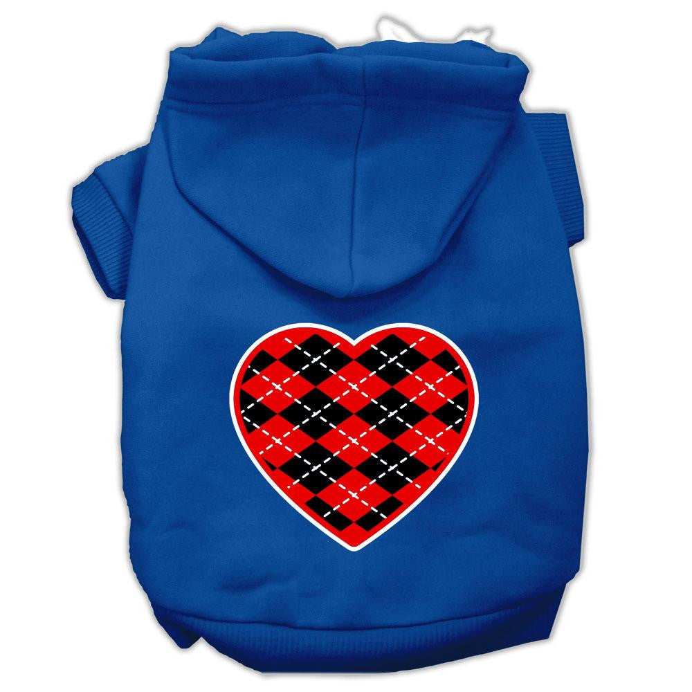 Argyle Heart Red Screen Print Pet Hoodies Blue Size XXXL (20)