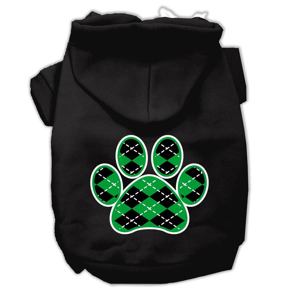 Argyle Paw Green Screen Print Pet Hoodies Black Size Lg (14)