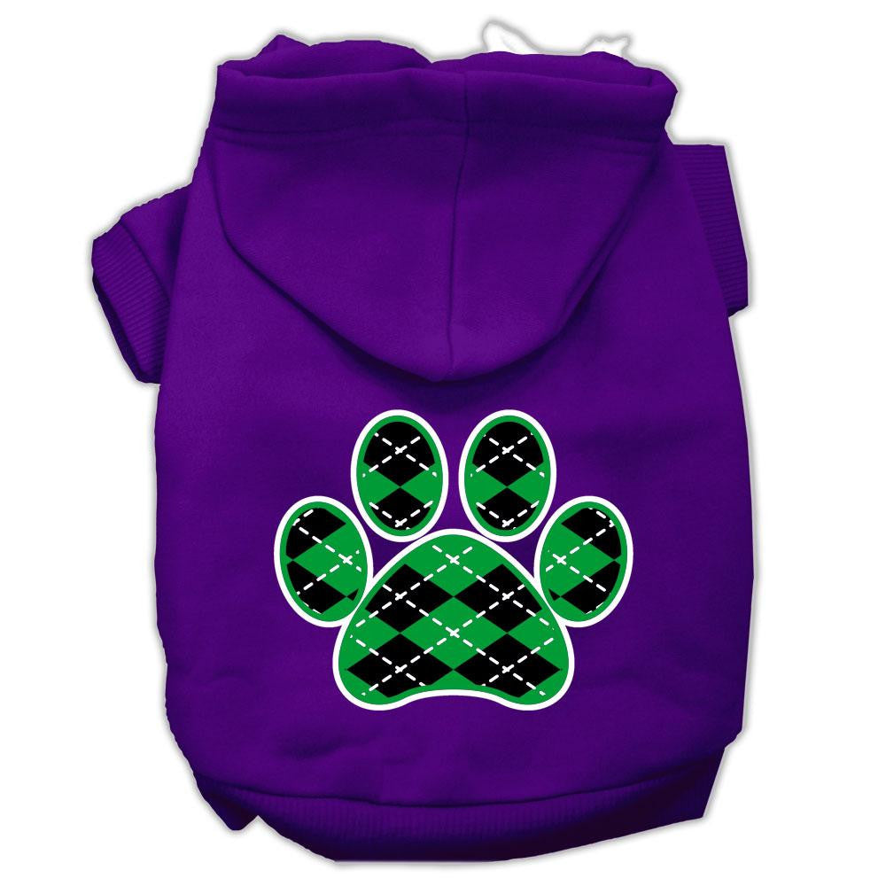 Argyle Paw Green Screen Print Pet Hoodies Purple Size Lg (14)