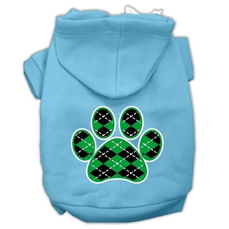 Argyle Paw Green Screen Print Pet Hoodies Baby Blue Size Med (12)