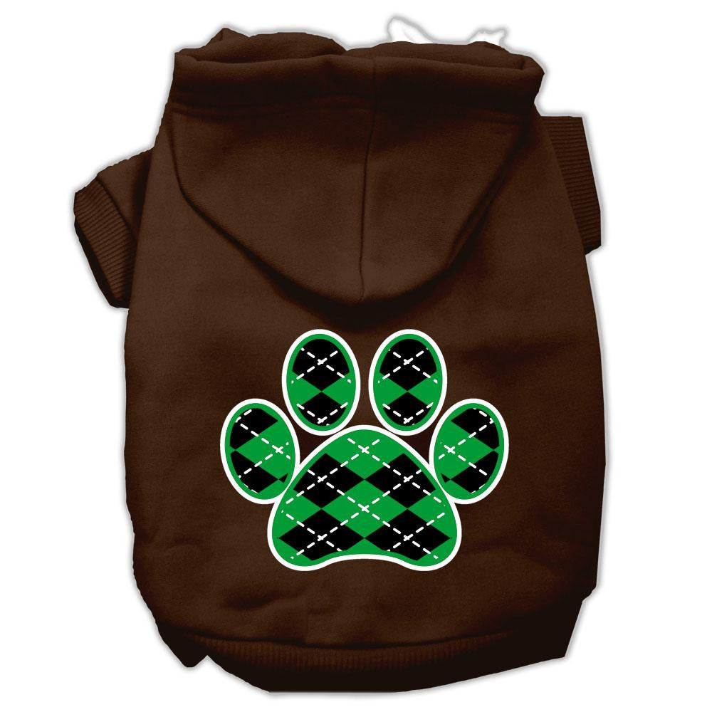 Argyle Paw Green Screen Print Pet Hoodies Brown Size Med (12)