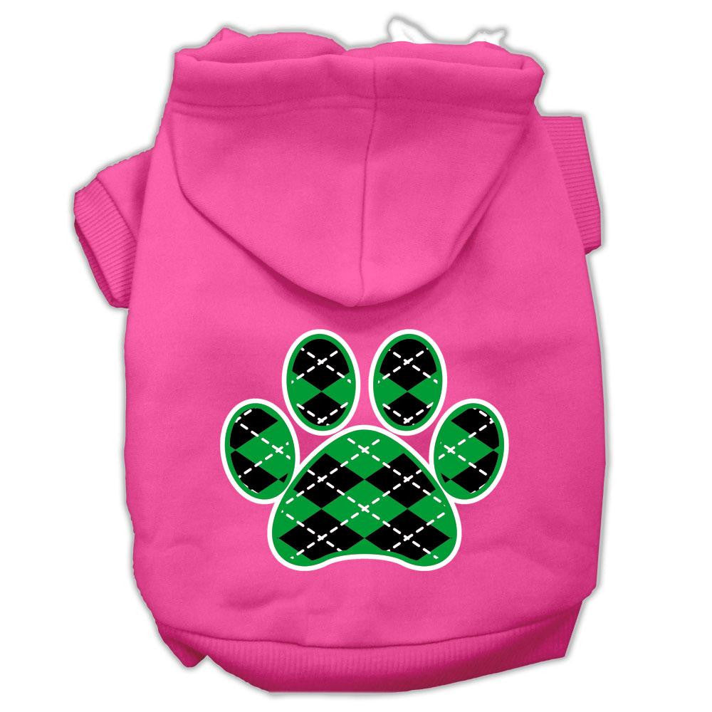 Argyle Paw Green Screen Print Pet Hoodies Bright Pink Size XS (8)