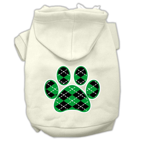 Argyle Paw Green Screen Print Pet Hoodies Cream Size XS (8)