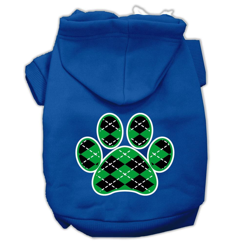 Argyle Paw Green Screen Print Pet Hoodies Blue Size XXXL (20)