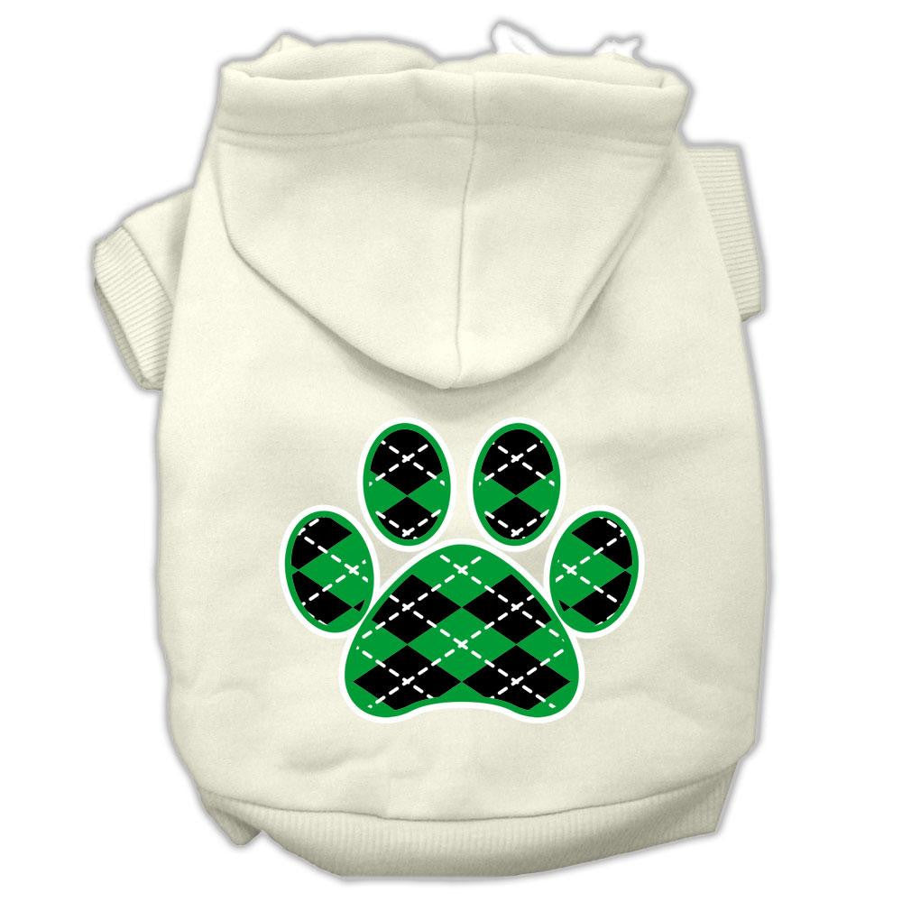 Argyle Paw Green Screen Print Pet Hoodies Cream Size XXXL(20)