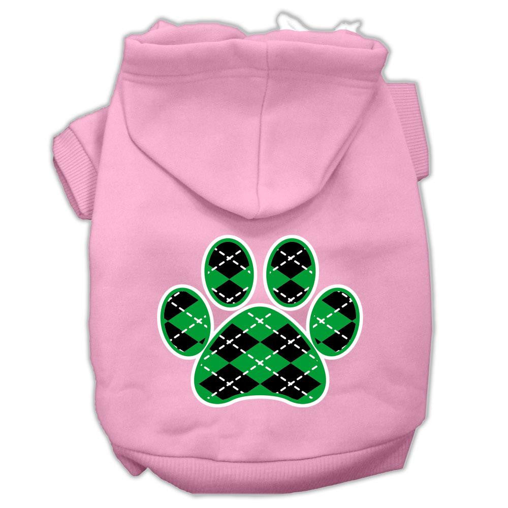 Argyle Paw Green Screen Print Pet Hoodies Light Pink Size XXXL (20)