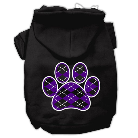 Argyle Paw Purple Screen Print Pet Hoodies Black Size Med (12)