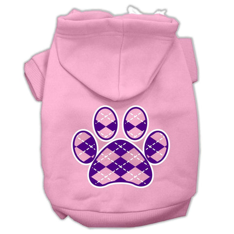 Argyle Paw Purple Screen Print Pet Hoodies Light Pink Size XXL (18)