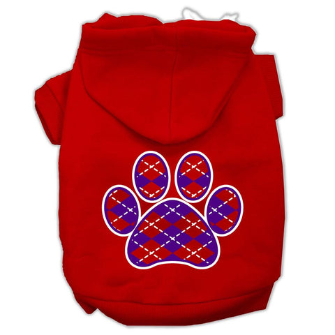 Argyle Paw Purple Screen Print Pet Hoodies Red Size XXL (18)