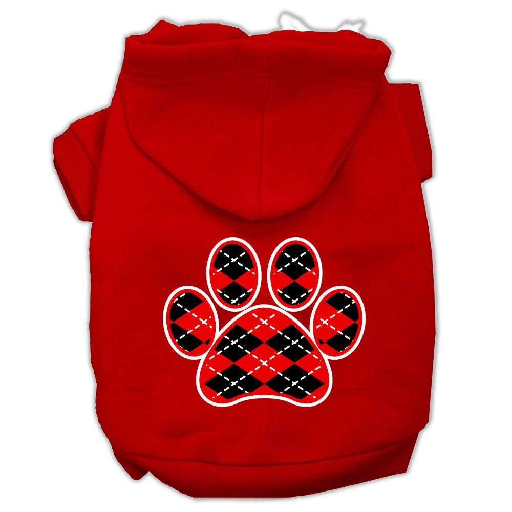 Argyle Paw Red Screen Print Pet Hoodies Red Size Med (12)