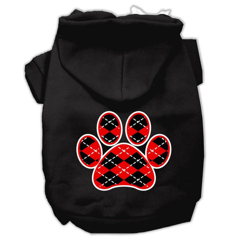 Argyle Paw Red Screen Print Pet Hoodies Black Size Sm (10)