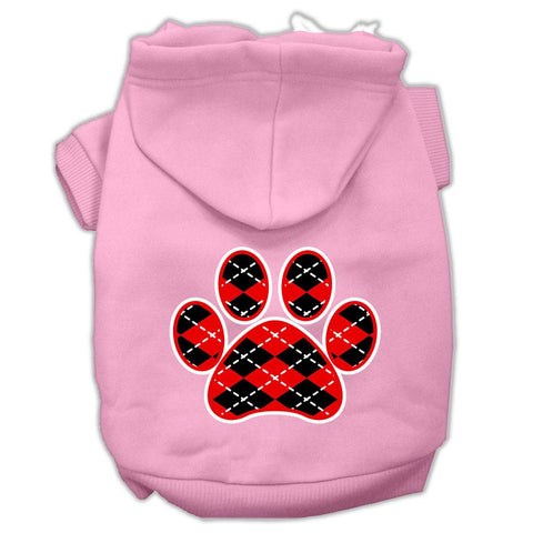 Argyle Paw Red Screen Print Pet Hoodies Light Pink Size XL (16)