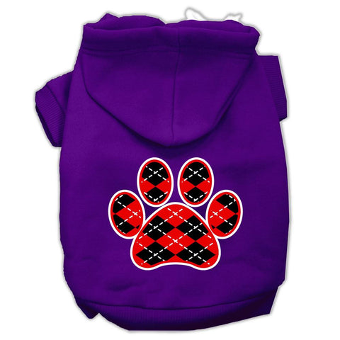 Argyle Paw Red Screen Print Pet Hoodies Purple Size XS (8)