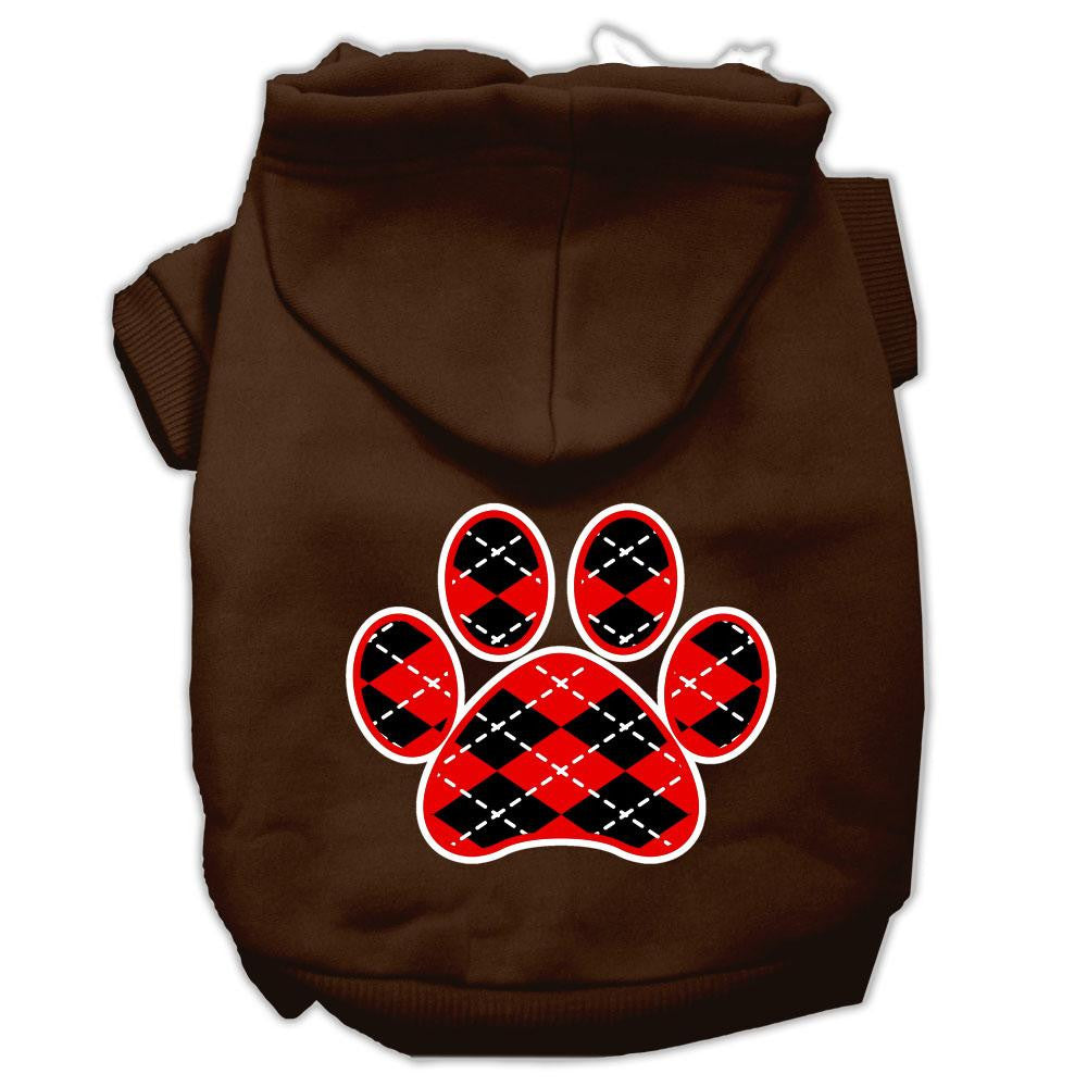 Argyle Paw Red Screen Print Pet Hoodies Brown Size XXL (18)