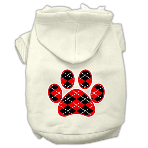 Argyle Paw Red Screen Print Pet Hoodies Cream Size XXXL(20)