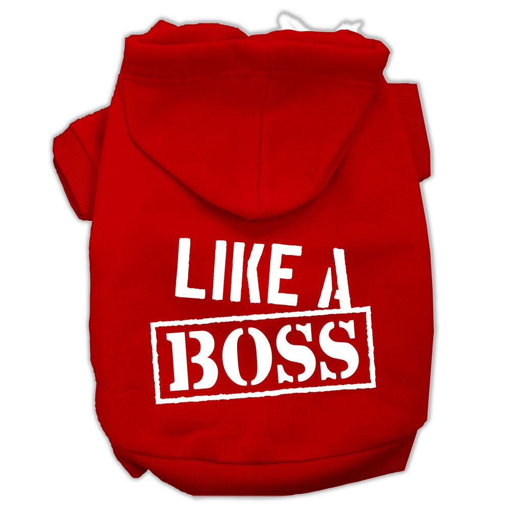 Like a Boss Screen Print Pet Hoodies Red Size Lg (14)