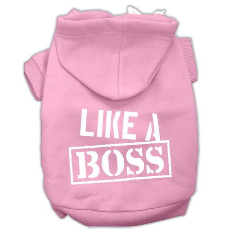 Like a Boss Screen Print Pet Hoodies Light Pink Size XL (16)