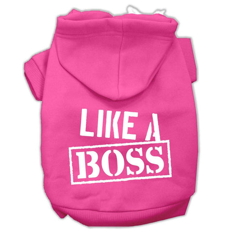 Like a Boss Screen Print Pet Hoodies Bright Pink Size XS (8)